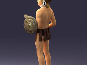 000566 Ancient Warrior with Sword and Shield Male Character 3d print ready 3D Print Model