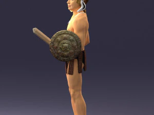 000566 Ancient Warrior with Sword and Shield Male Character 3d print ready 3D Print Model