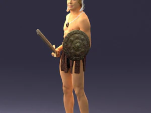 000566 Ancient Warrior with Sword and Shield Male Character 3d print ready 3D Print Model