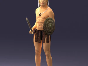 000566 Ancient Warrior with Sword and Shield Male Character 3d print ready 3D Print Model
