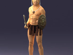 000566 Ancient Warrior with Sword and Shield Male Character 3d print ready 3D Print Model