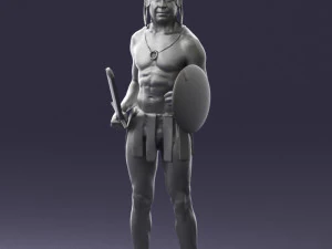 000566 Ancient Warrior with Sword and Shield Male Character 3d print ready 3D Print Model