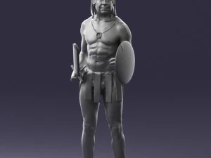 000566 Ancient Warrior with Sword and Shield Male Character 3d print ready 3D Print Model