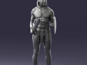 000566 Ancient Warrior with Sword and Shield Male Character 3d print ready 3D Print Model