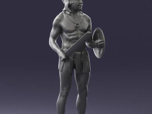 000566 Ancient Warrior with Sword and Shield Male Character 3d print ready 3D Print Model