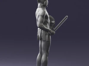 000566 Ancient Warrior with Sword and Shield Male Character 3d print ready 3D Print Model