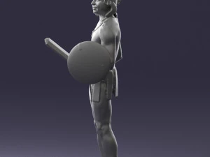 000566 Ancient Warrior with Sword and Shield Male Character 3d print ready 3D Print Model