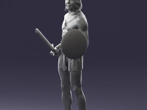 000566 Ancient Warrior with Sword and Shield Male Character 3d print ready 3D Print Model
