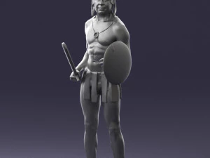000566 Ancient Warrior with Sword and Shield Male Character 3d print ready 3D Print Model