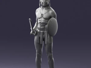 000566 Ancient Warrior with Sword and Shield Male Character 3d print ready 3D Print Model