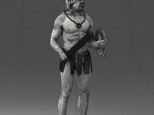000566 Ancient Warrior with Sword and Shield Male Character 3d print ready 3D Print Model