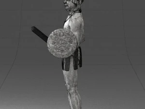 000566 Ancient Warrior with Sword and Shield Male Character 3d print ready 3D Print Model