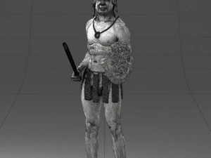 000566 Ancient Warrior with Sword and Shield Male Character 3d print ready 3D Print Model