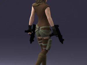 000567 Female Action Character with Dual Pistols Tactical Woman 3D Model