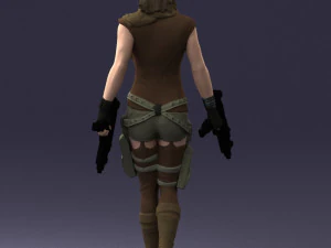 000567 Female Action Character with Dual Pistols Tactical Woman 3D Model