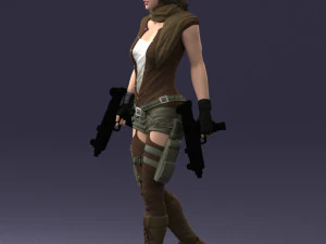 000567 Female Action Character with Dual Pistols Tactical Woman 3D Model