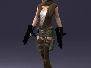 000567 Female Action Character with Dual Pistols Tactical Woman 3D Model