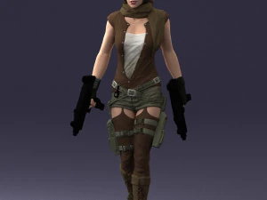 000567 Female Action Character with Dual Pistols Tactical Woman 3D Model