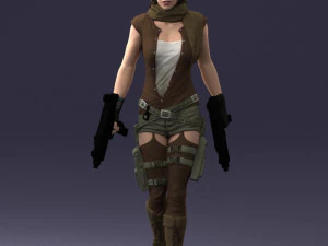 000567 Female Action Character with Dual Pistols Tactical Woman 3D Model