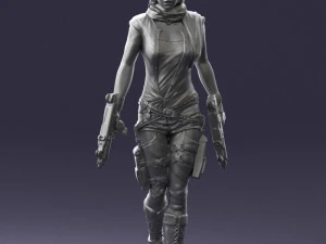 000567 Female Action Character with Dual Pistols Tactical Woman 3D Model
