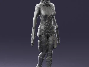 000567 Female Action Character with Dual Pistols Tactical Woman 3D Model