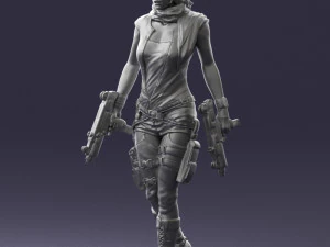 000567 Female Action Character with Dual Pistols Tactical Woman 3D Model
