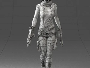 000567 Female Action Character with Dual Pistols Tactical Woman 3D Model