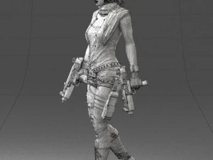 000567 Female Action Character with Dual Pistols Tactical Woman 3D Model