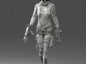 000567 Female Action Character with Dual Pistols Tactical Woman 3D Model