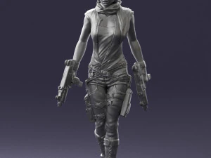 000567 Female Action Character with Dual Pistols Tactical Woman 3d print ready 3D Print Model