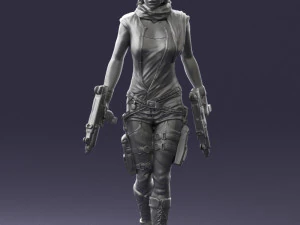 000567 Female Action Character with Dual Pistols Tactical Woman 3d print ready 3D Print Model