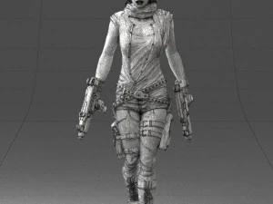 000567 Female Action Character with Dual Pistols Tactical Woman 3d print ready 3D Print Model