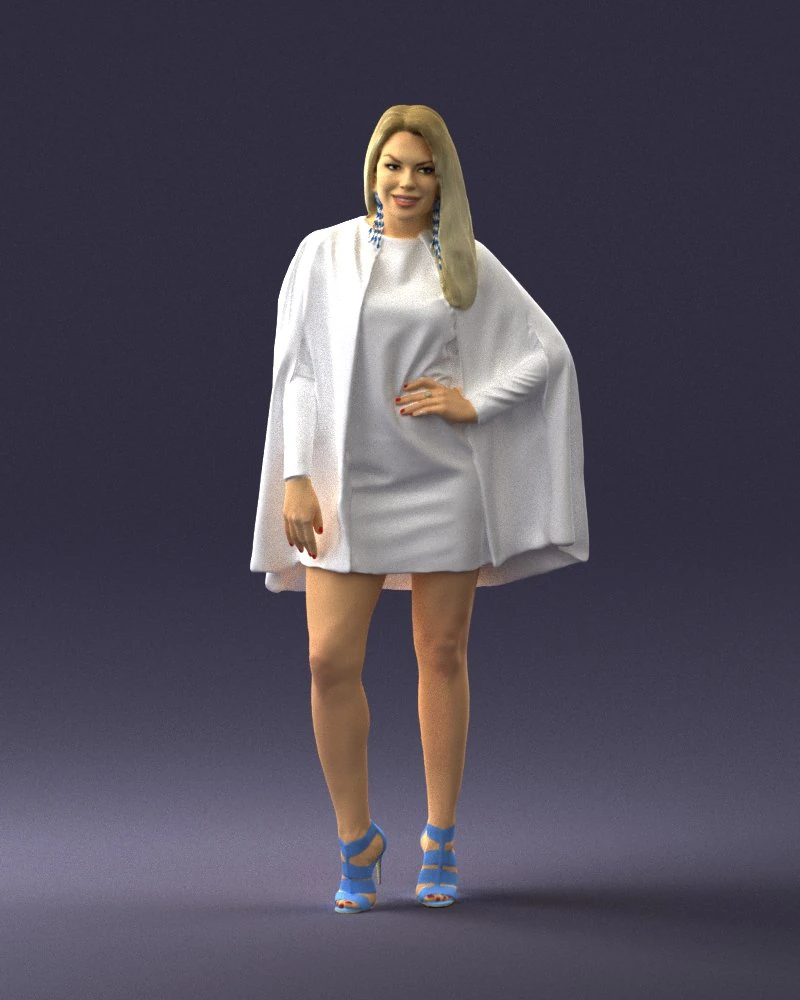 000568 Stylish Woman in White Outfit Fashion Female Character 3D Model .c4d .max .obj .3ds .fbx .stl .blend 
