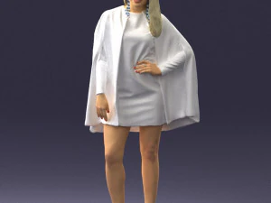 000568 Stylish Woman in White Outfit Fashion Female Character 3D Model