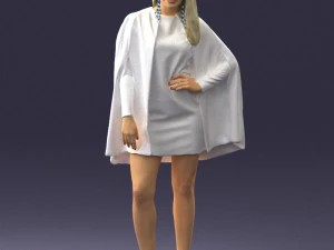 000568 Stylish Woman in White Outfit Fashion Female Character 3D Model