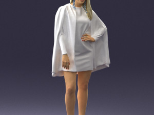 woman in white dress 0232 Modello 3D