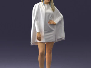 000568 Stylish Woman in White Outfit Fashion Female Character 3D Model