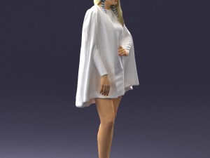 woman in white dress 0232 Modello 3D
