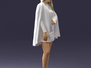 000568 Stylish Woman in White Outfit Fashion Female Character 3D Model