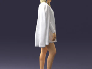 000568 Stylish Woman in White Outfit Fashion Female Character 3D Model
