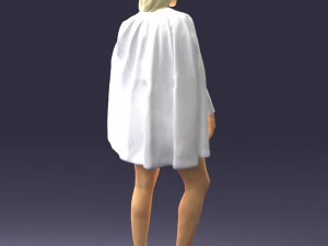 000568 Stylish Woman in White Outfit Fashion Female Character 3D Model