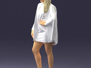 000568 Stylish Woman in White Outfit Fashion Female Character 3D Model