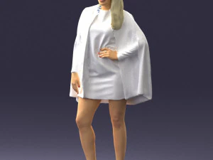 000568 Stylish Woman in White Outfit Fashion Female Character 3D Model