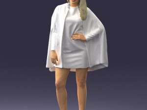 woman in white dress 0232 Modello 3D