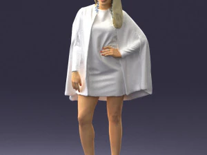 000568 Stylish Woman in White Outfit Fashion Female Character 3D Model