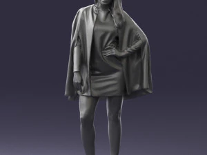000568 Stylish Woman in White Outfit Fashion Female Character 3D Model