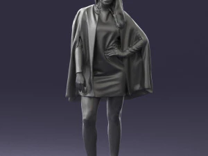 000568 Stylish Woman in White Outfit Fashion Female Character 3D Model
