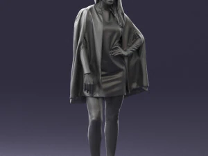 000568 Stylish Woman in White Outfit Fashion Female Character 3D Model