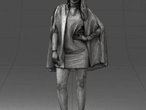 000568 Stylish Woman in White Outfit Fashion Female Character 3D Model