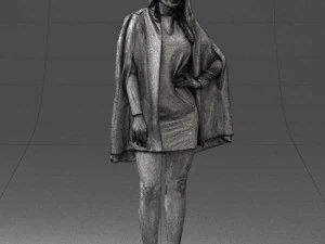 000568 Stylish Woman in White Outfit Fashion Female Character 3D Model